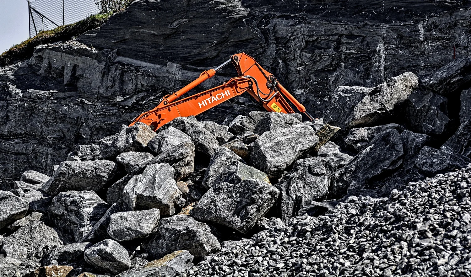 Mining rocks and equipment